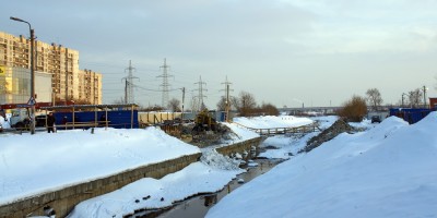 Строительство моста через Волковку