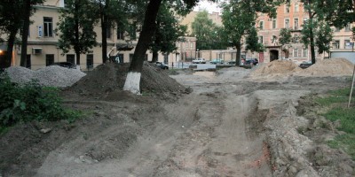 Сквер на углу улиц Звенигородской и Марата, ремонт