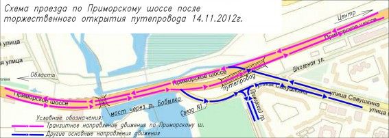 Схема движения по Приморскому шоссе