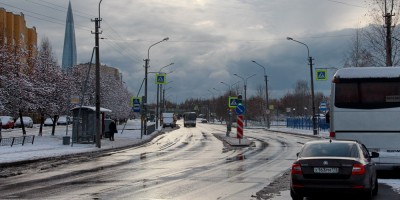 Шуваловский проспект у Камышовой улицы, изгиб
