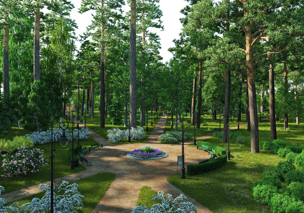 Сестрорецк, проект восстановления Нижнего парка, круглая площадка