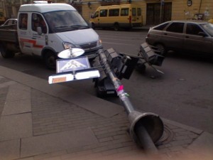 Упавший светофор на Сенной площади