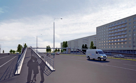 Надземный пешеходный переход на перекрестке проспекта Славы и Белградской улицы, проект