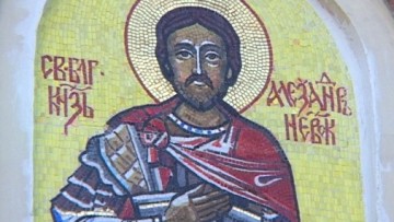 Мозаика с Александром Невским на храме МЧС