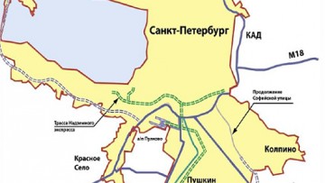 Схема расположения города-спутника Южный под Пушкином
