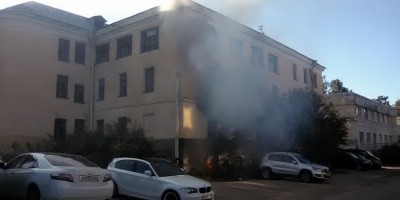 Пушкин, пожар на бумажной фабрике на Набережной улице