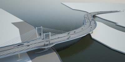 Проект моста у Серного острова, вид сверху