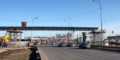 Пулковское шоссе, строительство пешеходного моста