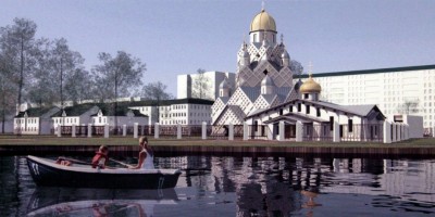 Колпино, проект собора на улице Анисимова, вид с Ижорского пруда