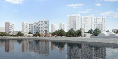 Октябрьская набережная, проект жилого комплекса, вид с воды