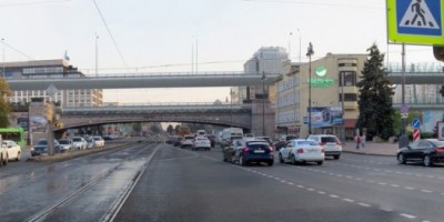 Московский проспект, путепровод Восточного скоростного диаметра, новый вариант, вид с севера