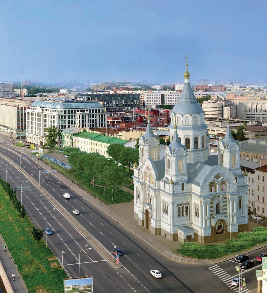 Синопская набережная, церковь Бориса и Глеба, проект, вид сверху