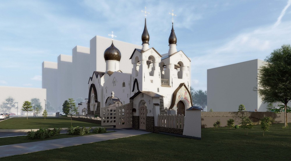Старый проект церкви святой Нины на углу Бухарестской улицы и Козловского переулка