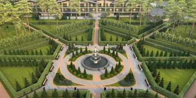 Молодежное, Средневыборгское шоссе, 5, проект регулярного сада с фонтаном