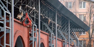 Улица Дыбенко, 16, Правобережный рынок, последствия пожара Улица Дыбенко, 16, Правобережный рынок, последствия пожара