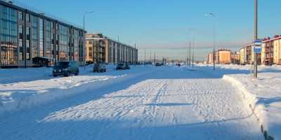 Пулковское, Соколиная улица, снег на проезжей части